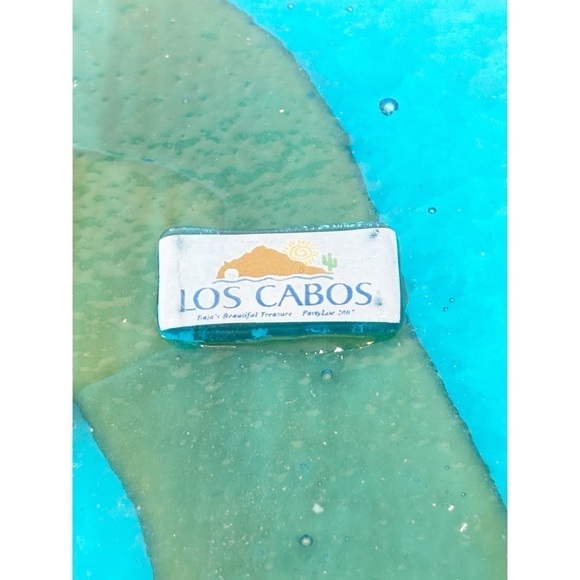 LOS CABOS Square Blue Beige Fused Glass Platter Serving Plate 11” X 11” - Picture 6 of 6